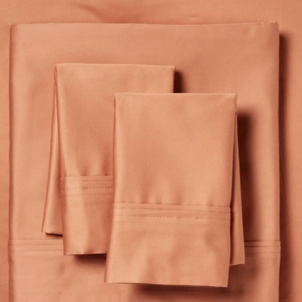 New!Threshold Twin/XL Twin Performance sheet set Rust smooth weave sateen Y2K